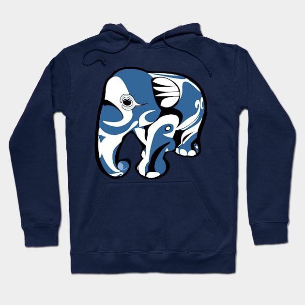 Indo Elephants Blu Hoodie by GR8DZINE